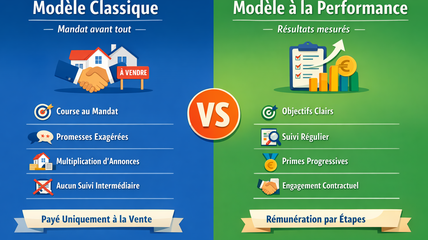 Comparaison modèle immobilier à la performance vs modèle traditionnel 